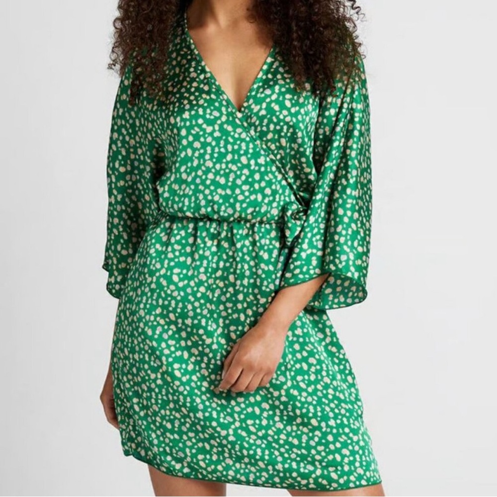 Modcloth Faux Wrap Kimono Style Green Dress new